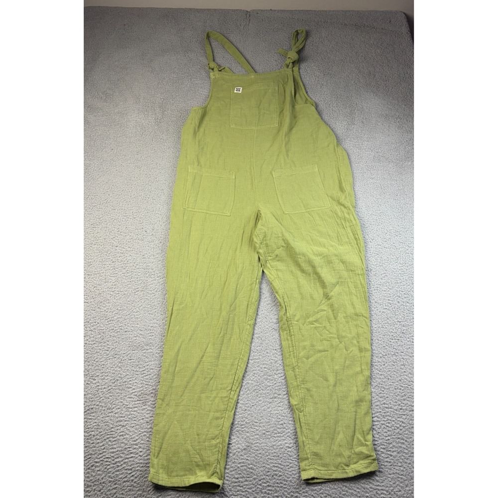 Lucy & Yak Womens Original Cotton Double Gauze Dungarees Overalls Green Size 16